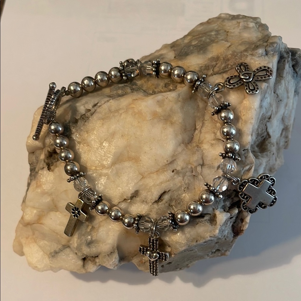 Sterling Silver  Cross Charm Bracelet